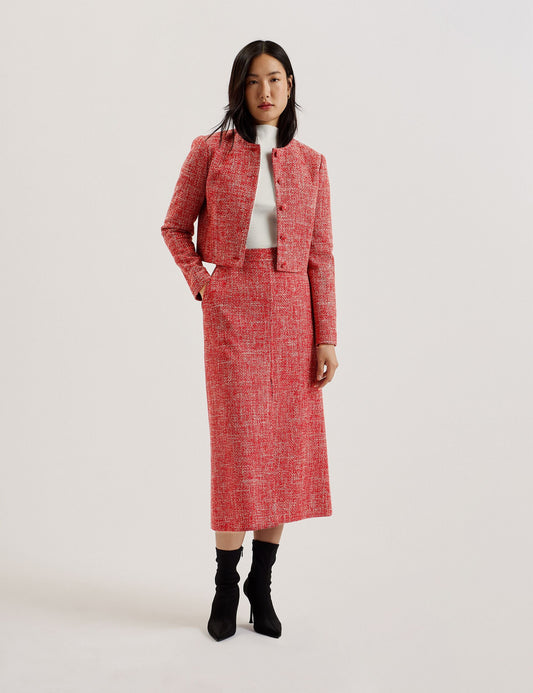 Cropped Boucle Round Neck Jacket