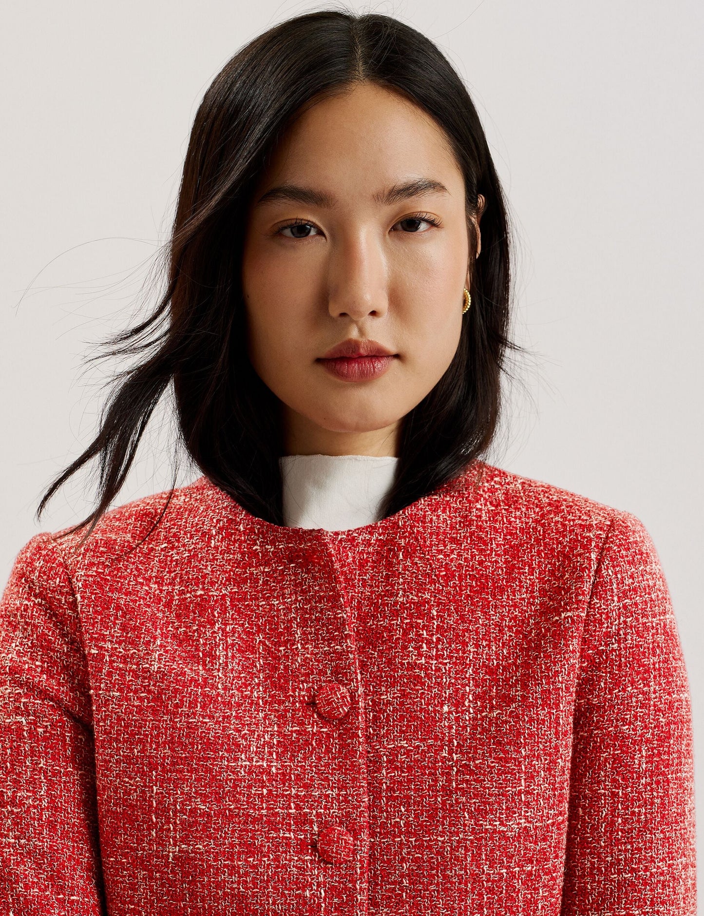 Cropped Boucle Round Neck Jacket