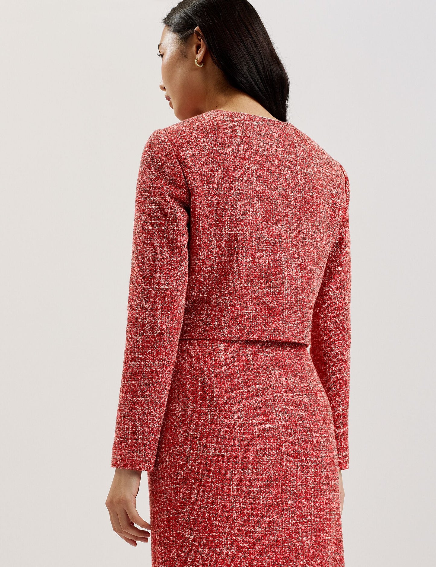 Cropped Boucle Round Neck Jacket