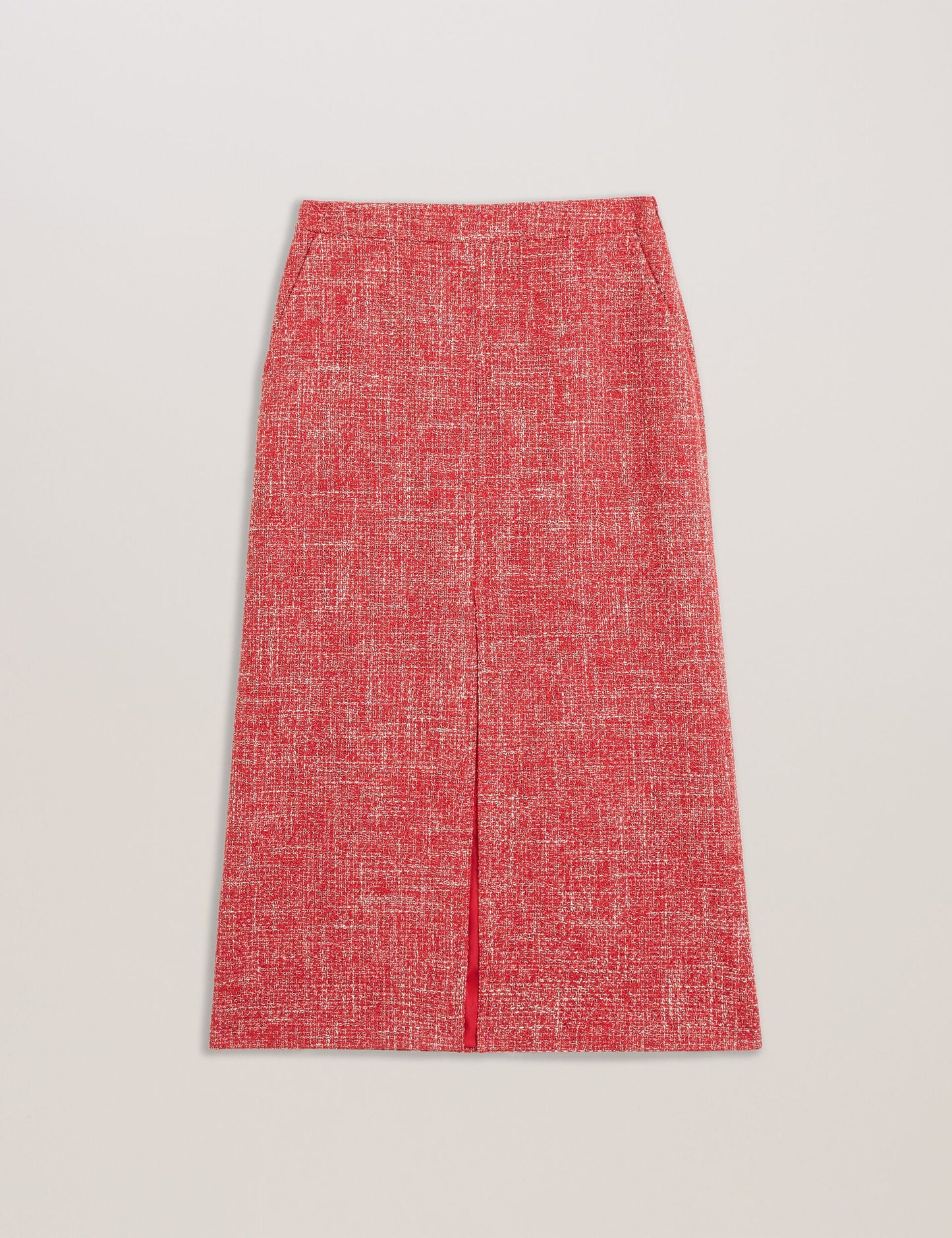 Tailored Boucle Midi Skirt With Front Slit