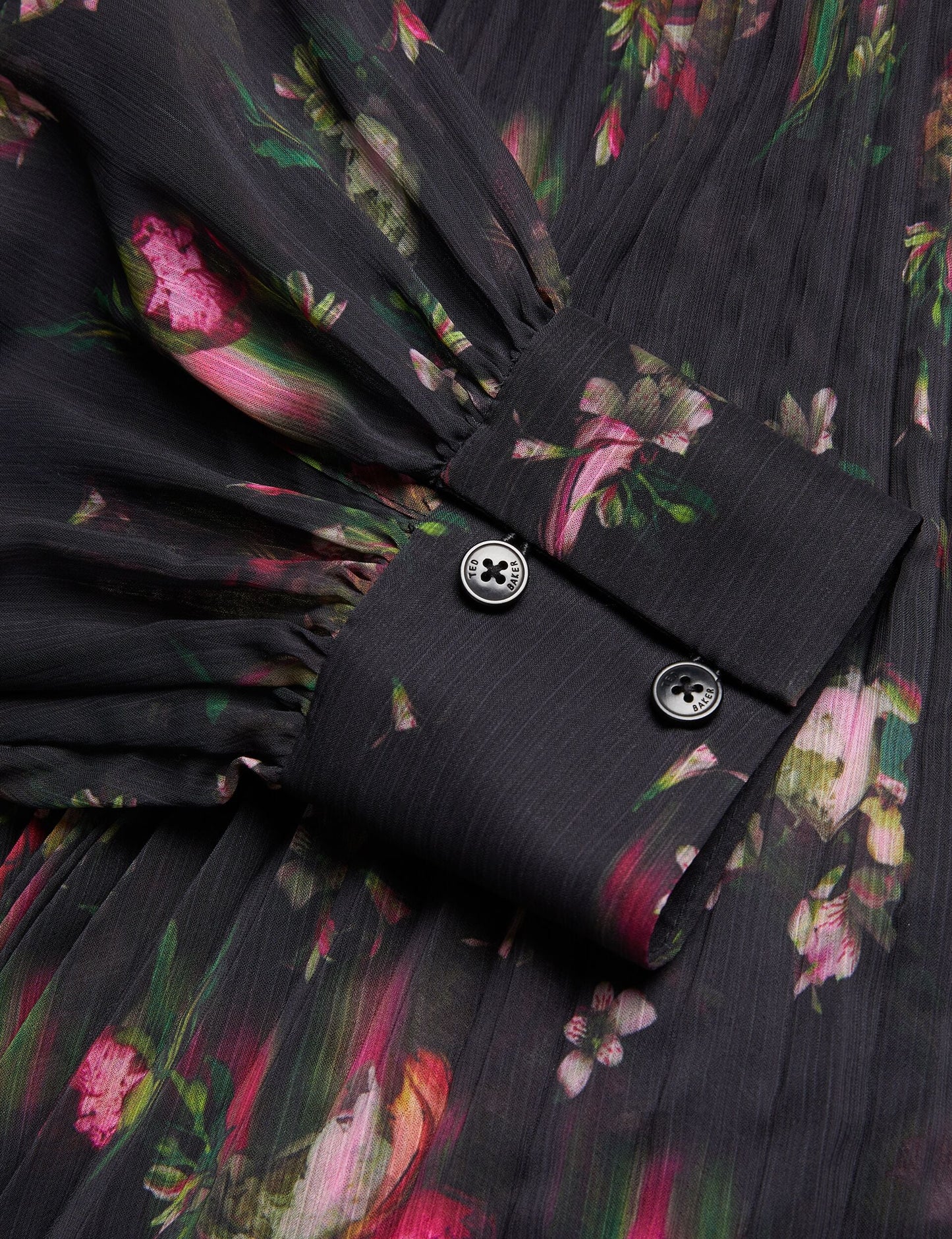 Floral Print Pleated Maxi Shirt Dress