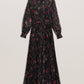 Floral Print Pleated Maxi Shirt Dress