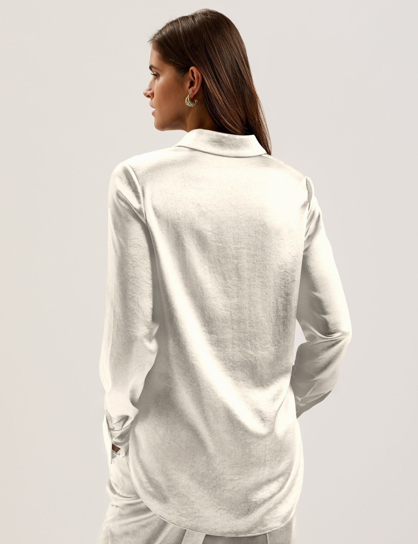 Satin Longline Covered Placket Blouse