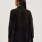 Bib Front Sheer Long Sleeve Blouse