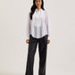 Bib Front Sheer Long Sleeve Blouse