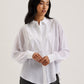 Bib Front Sheer Long Sleeve Blouse