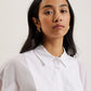 Bib Front Sheer Long Sleeve Blouse
