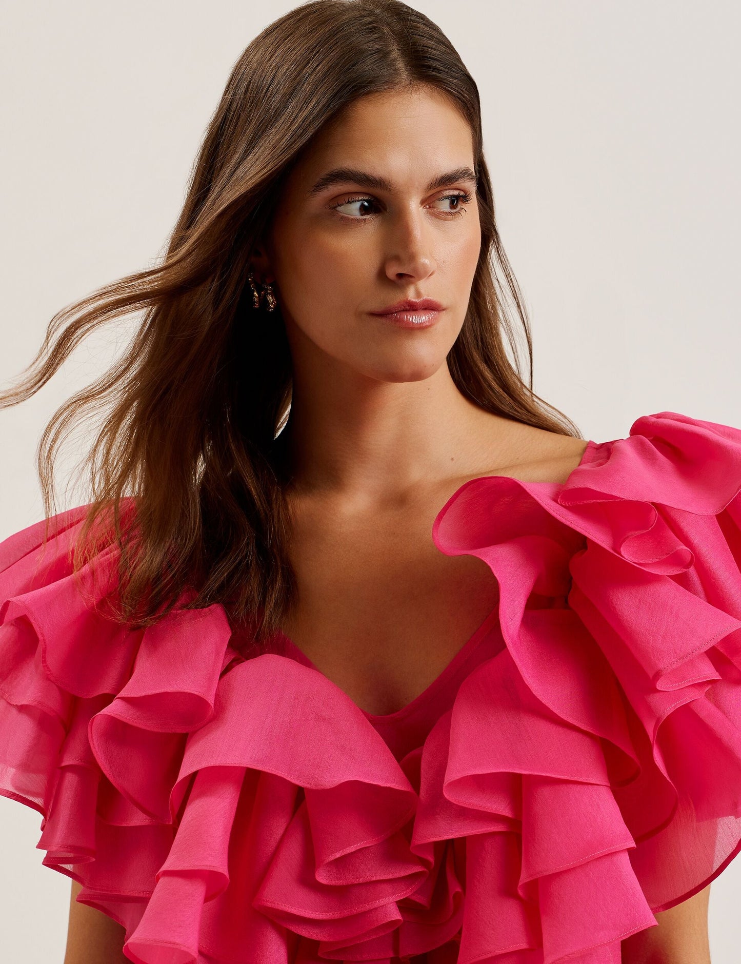 Oversized Frill Trim V-Neck Top