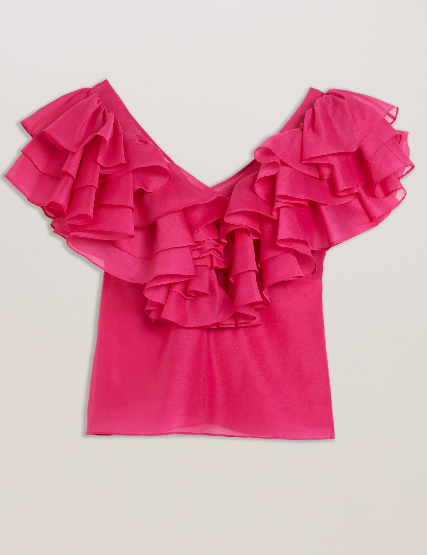 Oversized Frill Trim V-Neck Top