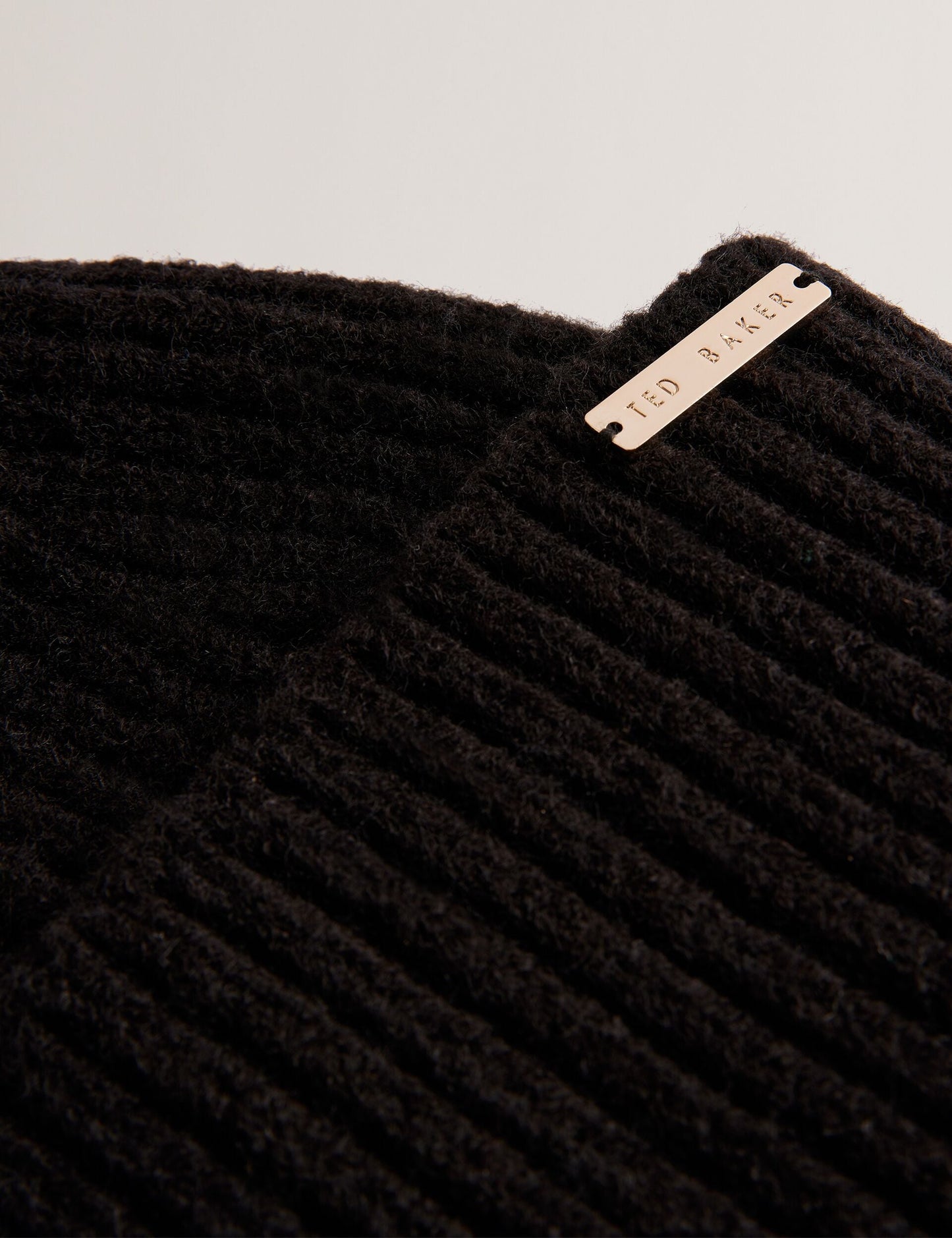 Ribbed Knit Fluffy Bobble Hat
