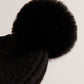 Ribbed Knit Fluffy Bobble Hat