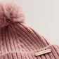 Ribbed Knit Fluffy Bobble Hat