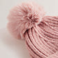 Ribbed Knit Fluffy Bobble Hat