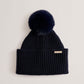 Ribbed Knit Fluffy Bobble Hat