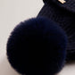 Ribbed Knit Fluffy Bobble Hat