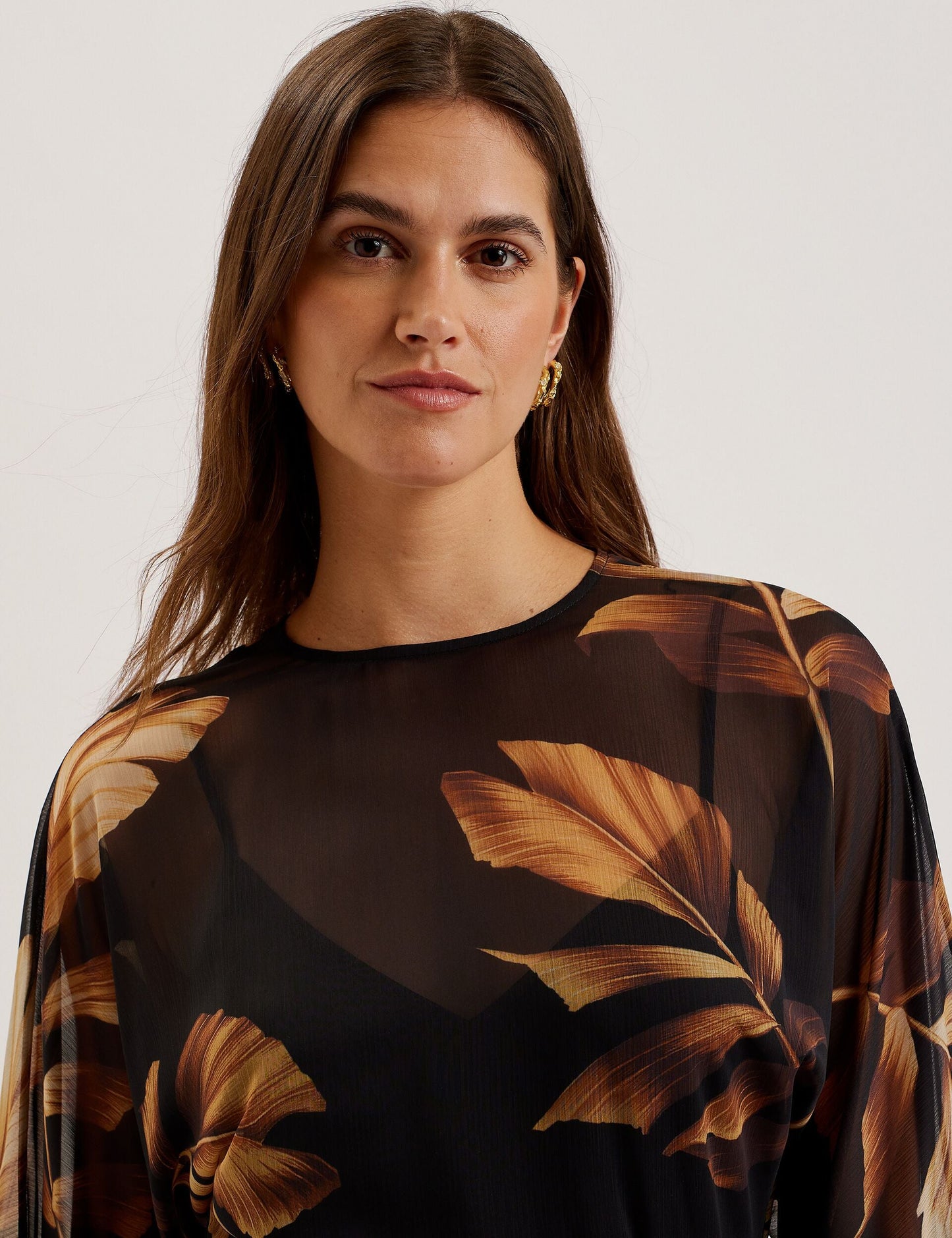 Printed Chiffon Mini Dress With Tie Waist