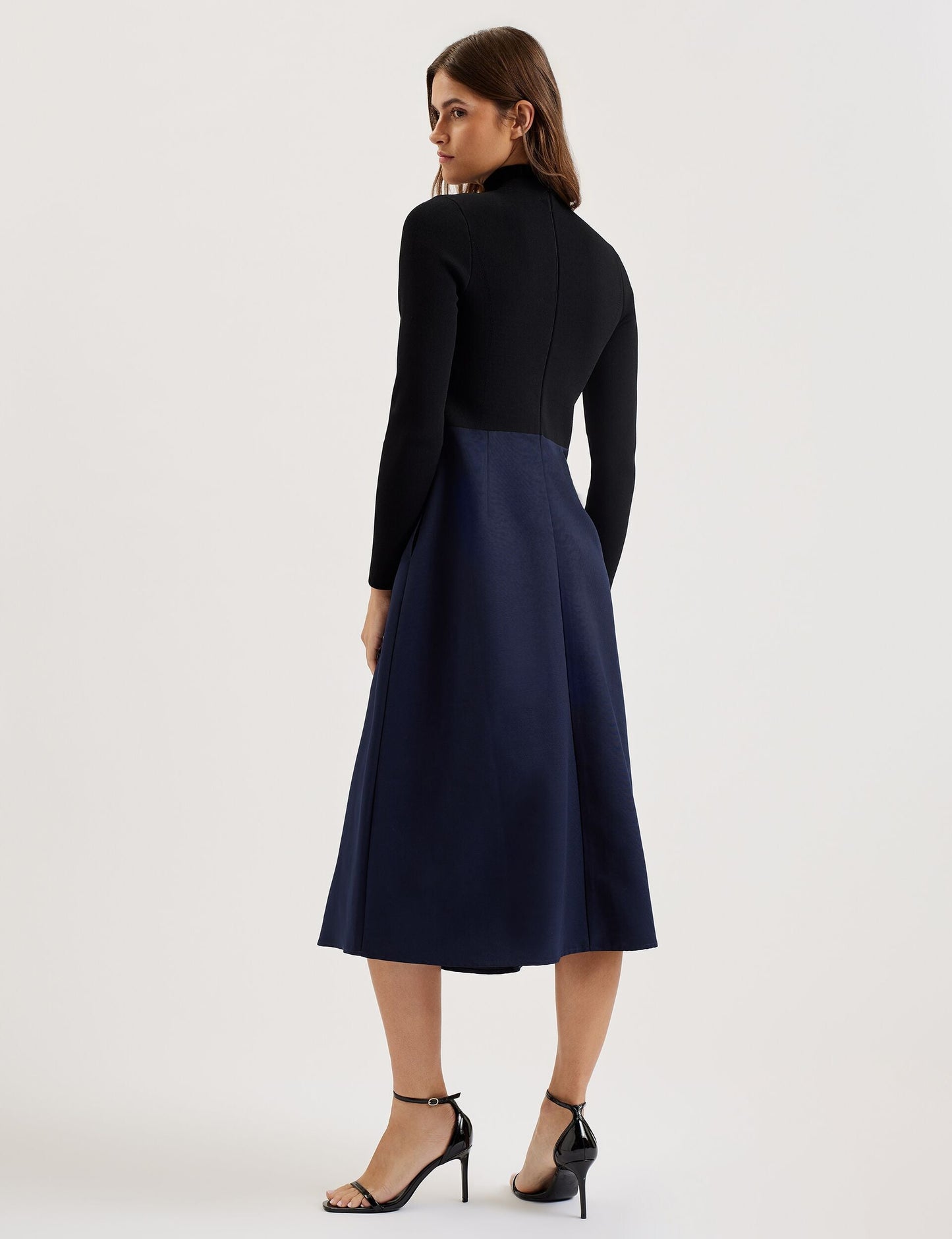 Knit Bodice Midi Dress With Wrap Skirt