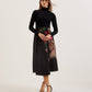 Knit Bodice Midi Dress With Printed Skirt