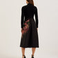 Knit Bodice Midi Dress With Printed Skirt