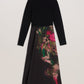 Knit Bodice Midi Dress With Printed Skirt