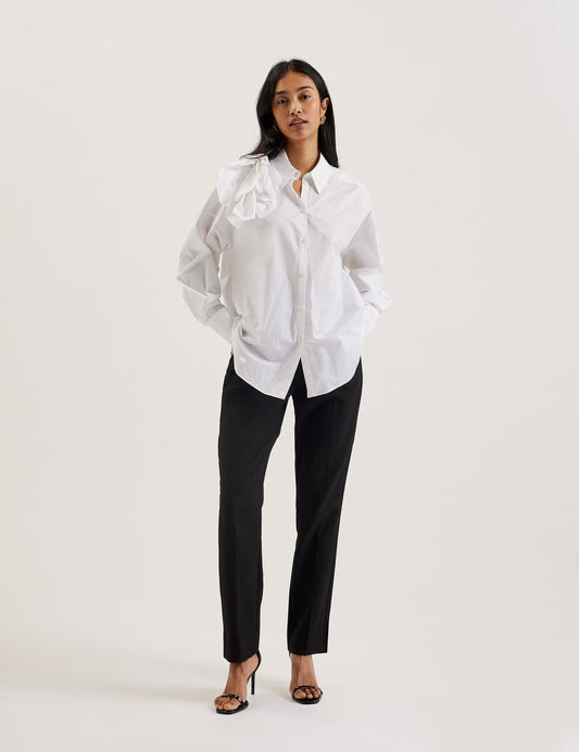 Oversized Corsage Detail Cotton Shirt