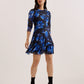 Floral Puff Sleeve Mesh Mini Dress