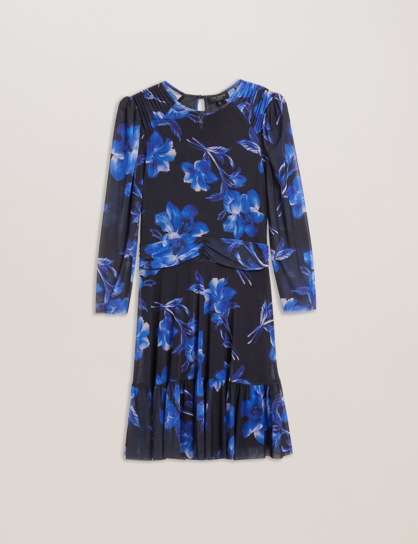 Floral Puff Sleeve Mesh Mini Dress
