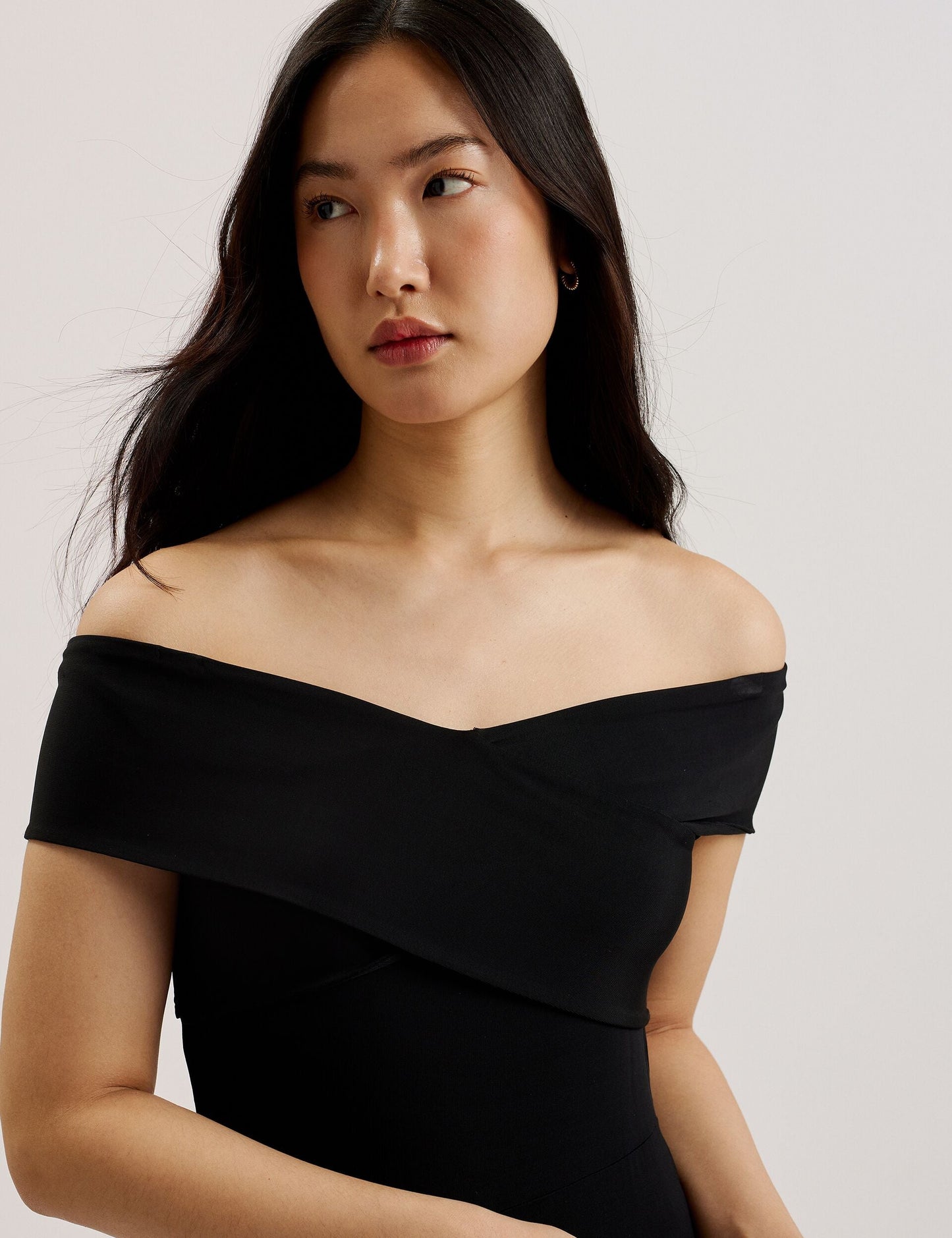 Off Shoulder Wide Leg Jersey Jumpsuit