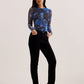Floral Print Mesh Long Sleeve Top