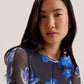 Floral Print Mesh Long Sleeve Top