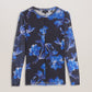 Floral Print Mesh Long Sleeve Top
