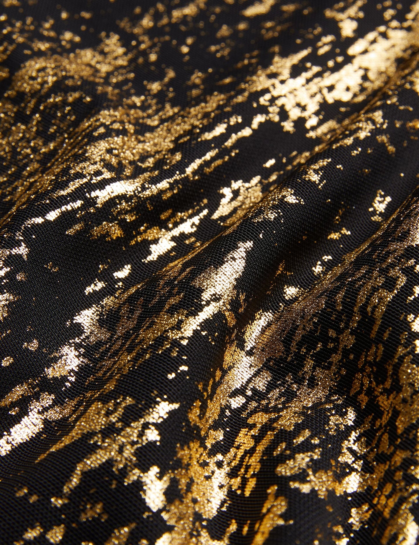 Foil Printed Slash Neck Mesh Top