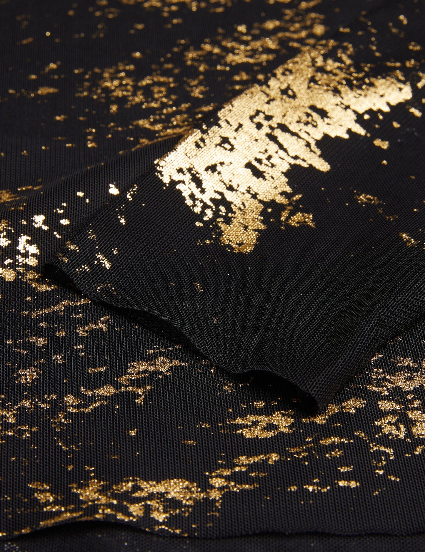 Foil Printed Slash Neck Mesh Top