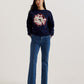 Textured Floral Graphic Cotton Sweatshirt