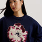 Textured Floral Graphic Cotton Sweatshirt