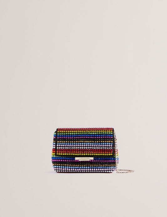 Striped Crystal Mini Cross Body Bag