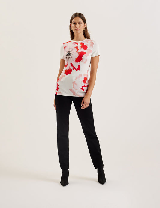 Floral Print Fitted Short Sleeve T-Shirt