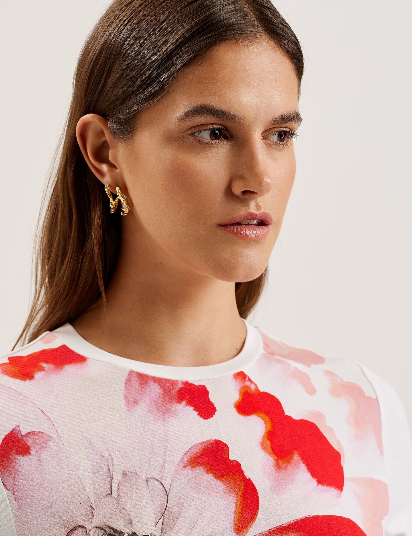 Floral Print Fitted Short Sleeve T-Shirt