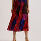 Printed Pleated Midi Skirt