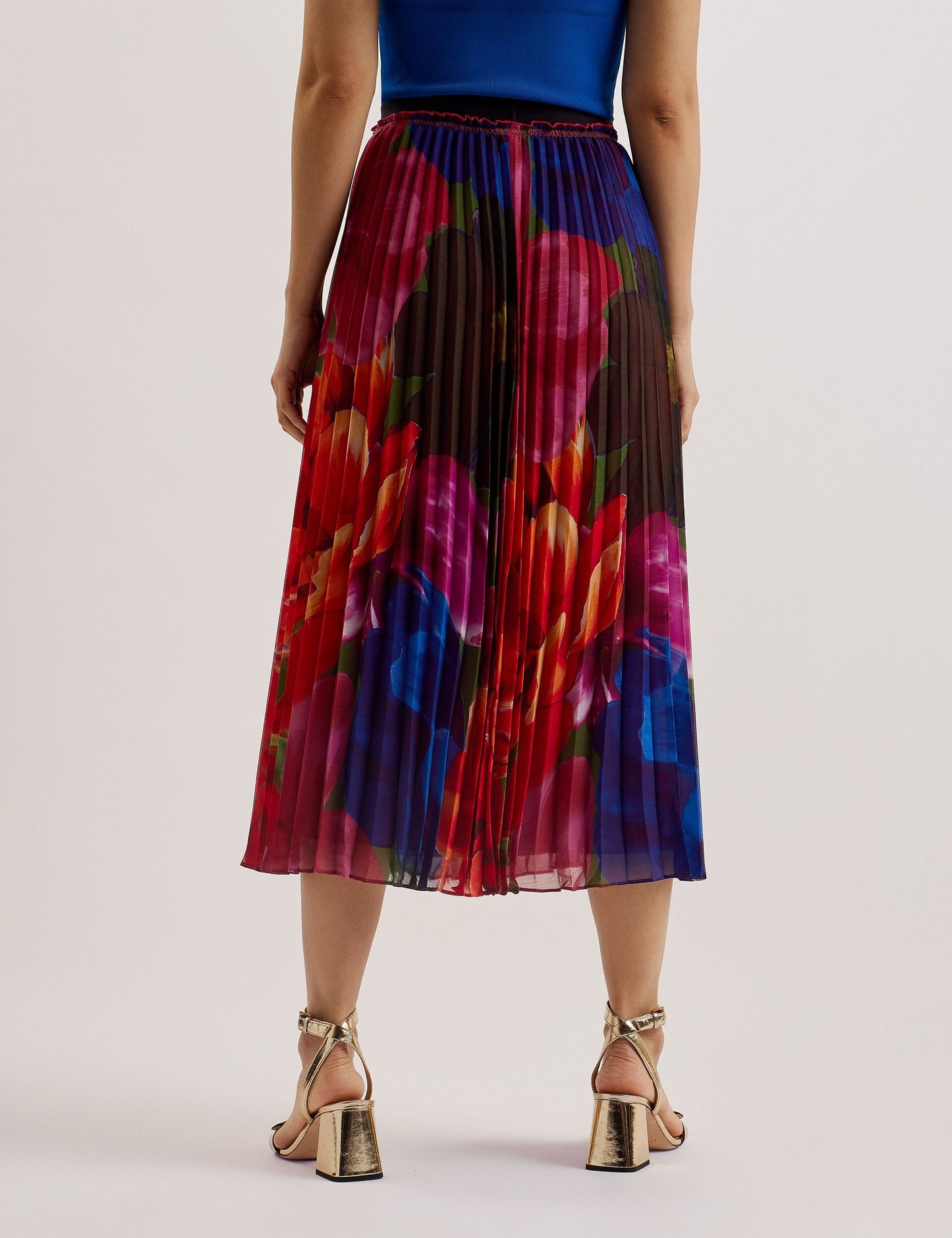 Printed Pleated Midi Skirt