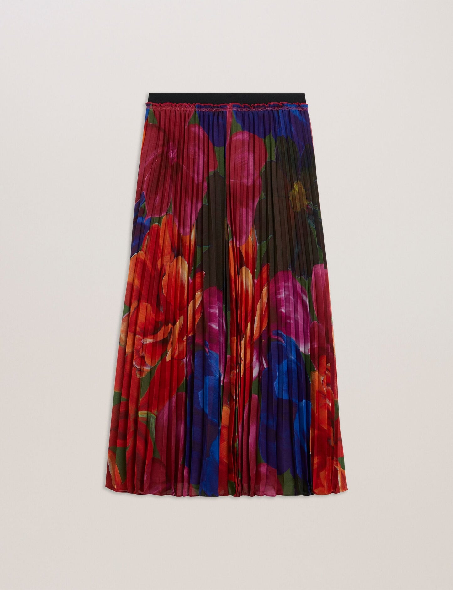 Printed Pleated Midi Skirt