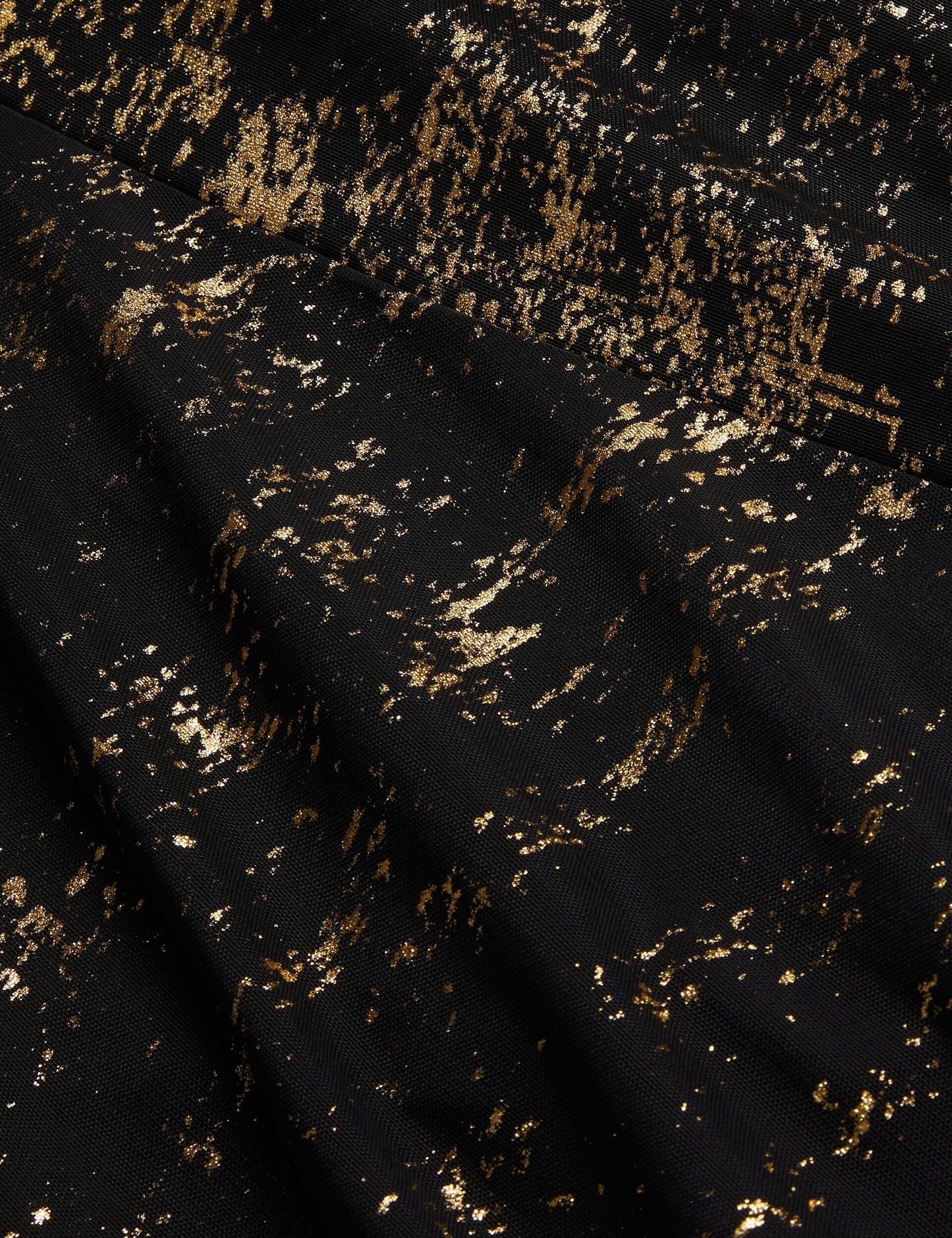 Foil Print Long Sleeve Mesh Midi Dress