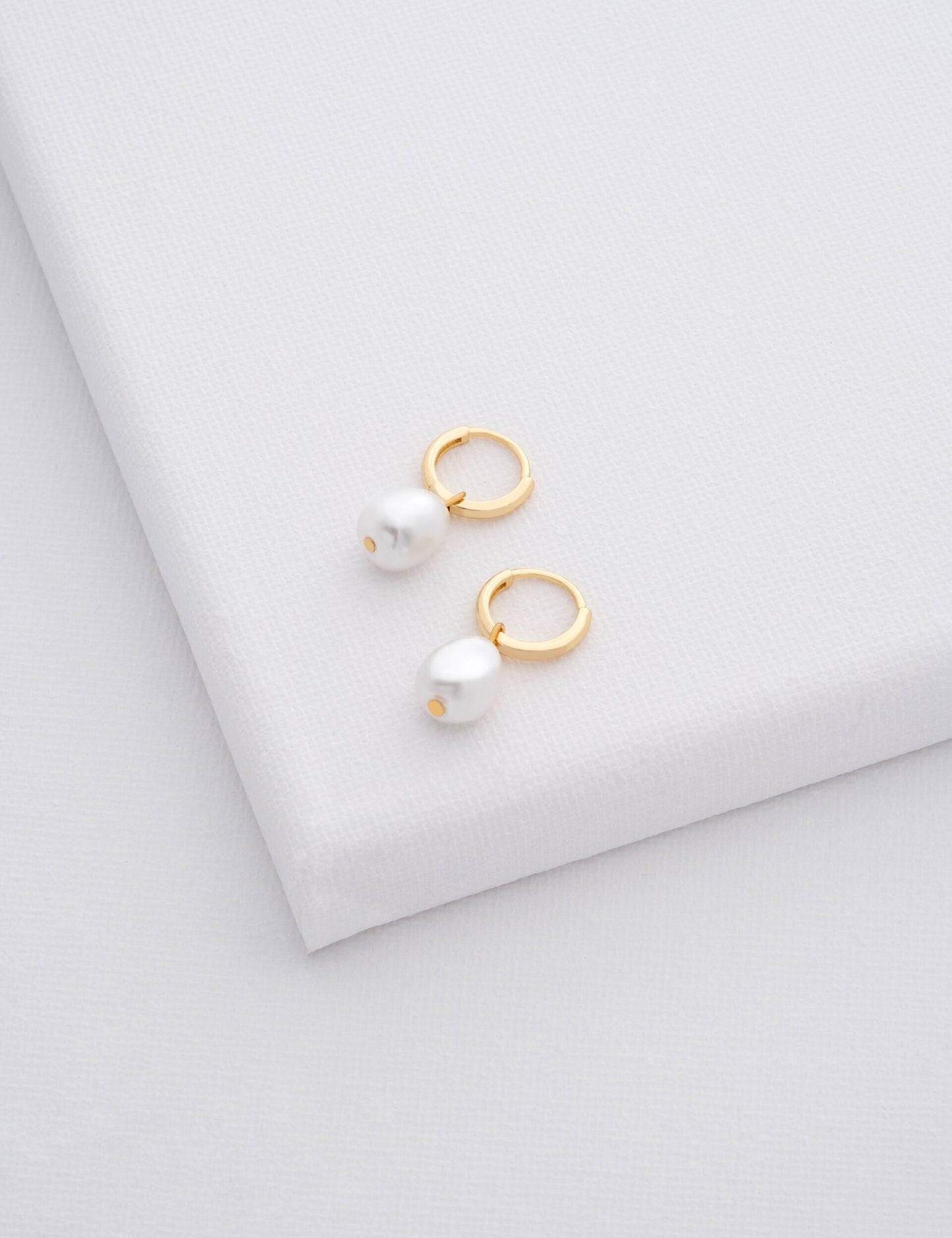 Pearl Drop Pendant Huggie Earrings