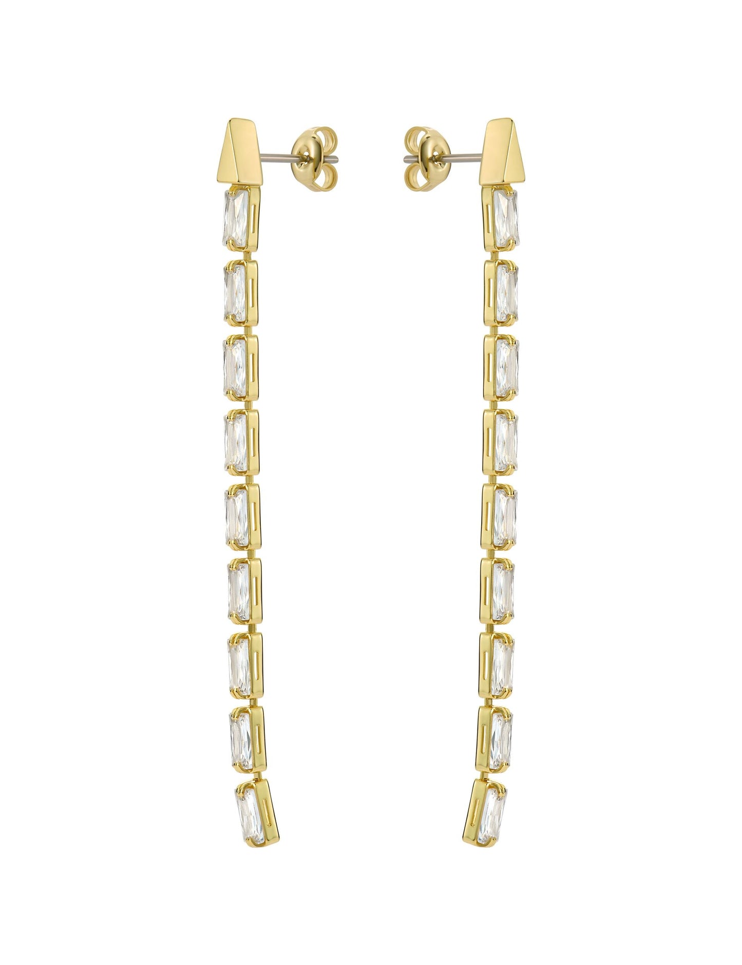 Baguette Crystal Long Drop Earrings