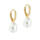 Pearl Drop Pendant Huggie Earrings