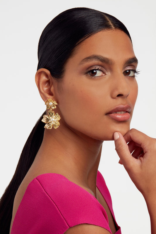 Flower Statement Drop Earrings