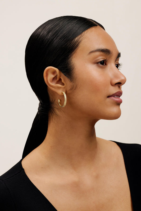 Medium Double Crystal Hoop Earrings