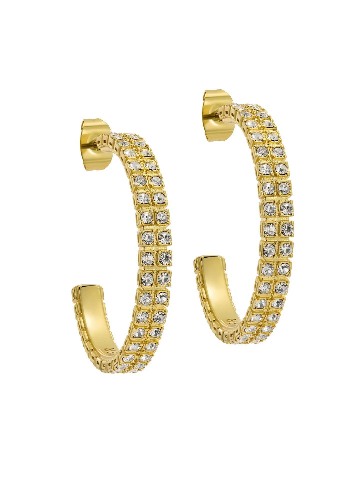 Medium Double Crystal Hoop Earrings