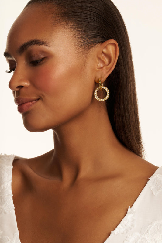 Double Link Crystal Drop Earrings