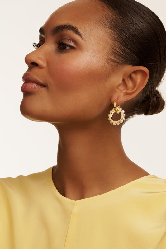 Double Logo Link Drop Earrings